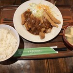 Yabukuni - Aランチ(デミグラスソースのトンカツとししゃもフライ)1,000円