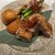 焼き鳥 陀らく - 料理写真:ジャンボなめこ、アスパラ、栗とマスタードのソース、ドライブラッドオレンジ。最高。