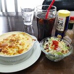 MAAR - パスタグラタン(ミートソース)ランチ1380円。サラダ、ドリンク付き✨ 今回はここからポイントカードで割引に♫