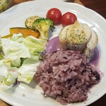 キッチン ブルー グローブ - ご飯、さを乗せて