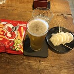 麹町いづみや しろ - あがりビール・柚子だいこん ・カルビーかっぱえびせん 