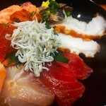 Kaki Uni Ikura Toniku Juu Koboreru Washu Tamaru - 海鮮丼