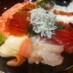 Kaki Uni Ikura Toniku Juu Koboreru Washu Tamaru - 海鮮丼