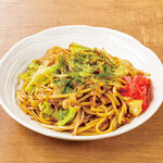 Chewy thick noodle Yakisoba (stir-fried noodles)