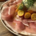 Prosciutto, seasonal fruits, mascarpone cheese