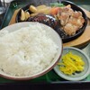 カフェレストラン　ガリーン - 料理写真:ハンバーグ・鶏ガーリック焼き(ご飯大盛)