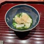 廣澤 - 伊勢海老雲呑　金華ハムと縮みほうれん草のスープ