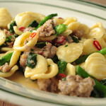Orecchiette with sausage and seasonal vegetables