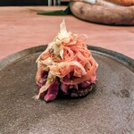 Seminare Karuizawa - 蝦夷鹿のタルタル仕立て。鹿肉には加算てのはシェフの公式だね。