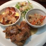 Resutoran Ando Youfuu Izakaya Ra Buranshe - ランチ７００円（鶏の唐揚げ・ポテとトソーセージの明太子チーズ焼き）