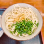 大谷製麺所 - 僕はかけうどんを注文した。
平たい麺が不揃いなのが特徴で、その不揃いさが逆に味わいを深くしている。