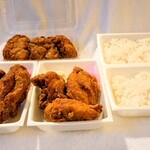 鶏から揚げ専門 井上商店 - 鶏から揚げ(にんにく醤油)弁当小3コ、鶏から揚げ(オリジナル)弁当小3コ、鶏ひき肉カレー唐揚げ5コ