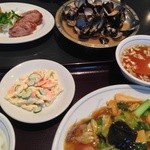 麗郷 - 麺類のセットとシジミのニンニク炒め