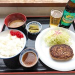 San Yamaki - ハンバーグ定食 1,100円 , ノンアル 600円