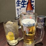 Sumibiyaki Tori Kashiwaya Jihei - 生ビール中(飲みかけですみません)
