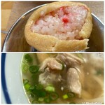 中隈うどん - 上 いなりの裏側
下 鶏のムネ身肉