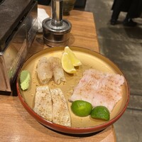 焼うお いし川 - 5種盛り(穴子、のどぐろ、？)
