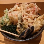 ふたば製麺 - さわら・菜ばな天と小えびかき揚げうどん