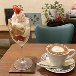 SCOPP CAFE - とちあいかとアールグレイのパフェ　カフェラテ