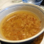 文珠荘 松露亭 - 朝食の古代米のお粥　葛餡かけ