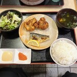 Tori To Gyuuno Omise Kasumiya - 焼き魚と唐揚げ定食