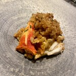 銀座鉄板焼き 肉一凛宮 - 南魚沼塩沢地区産コシヒカリタラバ蟹のパエリヤ