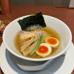 酒肴場 屯 - 山椒白醤油煮干し蕎麦（味玉入り）¥1000