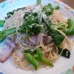 ドン・キホーテ - アスパラ菜とベーコンのペペロンチーノ　600円