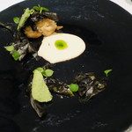 フロリレージュ - 北海道産鱈の白子ムニエル、墨烏賊と下仁田葱1