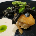 フロリレージュ - 北海道産鱈の白子ムニエル、墨烏賊と下仁田葱2