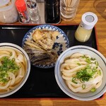 Junte Uchichi Sanuki Udon Gorou - ■しょうゆうどんセット(+あつあつ) 800円(内税)/ まいたけ天ぷら 150円(内税)/ なす天ぷら 150円(内税)■