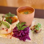 トラットリア シュン - ミネストローネ・大根のトマト煮・菊芋のマリネ・紫キャベツ