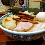 奈つやの中華そば - 奈つやのもちもち雲呑味玉中華そば 1250円、海苔増し 100円