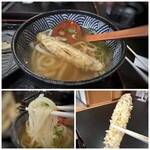 うどん兎屋 - ＊麺は少しコシのあるタイプで、モチモチ食感。 ＊ごぼう天は最初そのまま頂き、次に汁に入れて愉しみました。♪