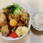 麺's ラッキーパンチ - モツまぜそばモツ増し（税込1,200円）トロ豚トッピング（税込50円）