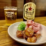 麺や一芯 - ビール+おつまみ 800円