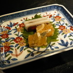 ふぐ 福治 - １．前菜（ふぐの煮こごりとからすみ）　2014.1.2x