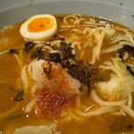 Ramen Gara Ya - 揚げネギ、ニンニク、一味で味変