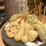 Mattariya Chikusa - 
                      オススメ
                      野菜の一口串揚げ （お好きな串　5本セット）
                      ズッキーニ/エリンギ/れんこん/アスパラ/ししとう/なす/たまねぎ/じゃがいも/さつまいも/かぼちゃの中からお選び下さい