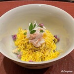 御料理 寺沢 - ずわいがにと車海老と穴子と錦糸玉子の蒸し寿司