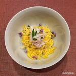 御料理 寺沢 - ずわいがにと車海老と穴子と錦糸玉子の蒸し寿司