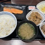Yoshinoya - 焼魚牛小鉢定食＋牛小鉢（追加トッピング）
