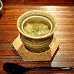薪鳥新神戸 - 鳥出汁茶碗蒸し 薪焼きレタスの餡かけ