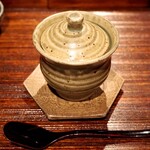 薪鳥新神戸 - 鳥出汁茶碗蒸し 薪焼きレタスの餡かけ