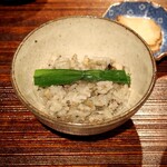 薪鳥新神戸 - 薪そぼろご飯 + 韮