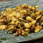 蓮香 - 発芽大豆、ささげの漬物、ひき肉炒め