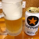 らーめん 味噌ガッツ - beerはジョッキが提供されます（キンキン）
