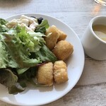 トラットリア Jマリーナ - セット　サラダ　ツェッポレッレ　マカロニ　コーンスープ