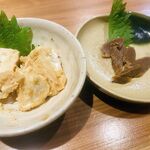 酒と肴と汁の店 寛ぎ処 入江 - チーズの味噌漬けとイカワタのルイベ