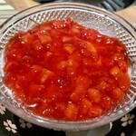 焼肉あがり - 粉雪かき氷（いちご）